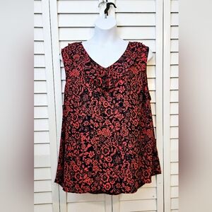 Terra & Sky 3X Sleeveless Ruffled Red and Navy Swing Tank